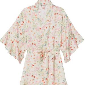 Victoria’s Secret Flounce Satin Robe Strawberry Fields